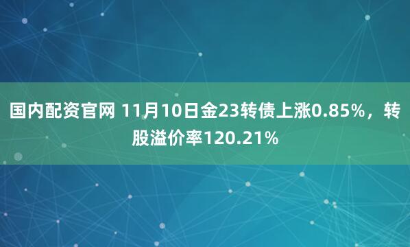 国内配资官网 11月10日金23转债上涨0.85%，转股溢价率120.21%